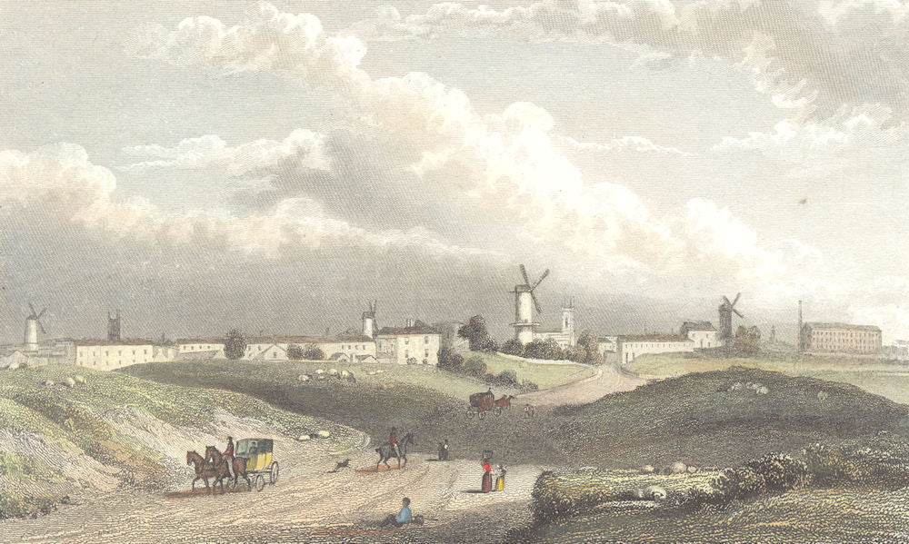 LANCASHIRE. Preston from the North. Hand coloured. (Finden/Westall) 1832 print